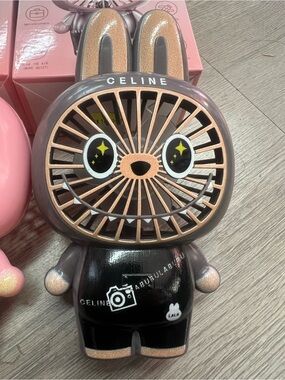 Labubo CELINE Bunny Fan Figurine - Black & Rose Gold